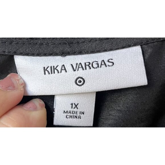 Kika Vargas X Target Black Tiered Ruffle Midi Dress 1X Puff Sleeve Fairy Grunge - Picture 9 of 13